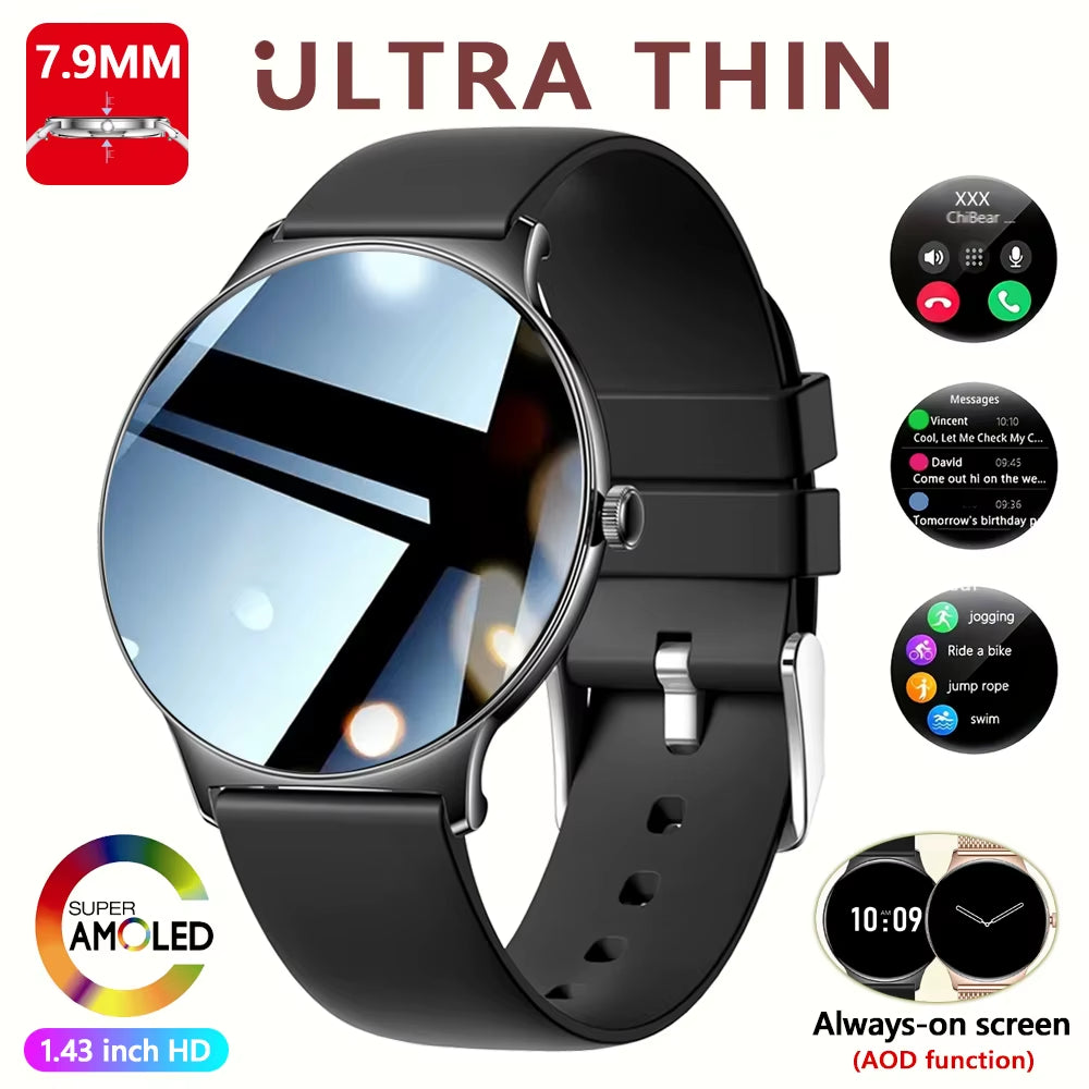 For Huawei New Ultra Slim AMOLED Smart Watch Women Screen Always Display Time Heart Rate BT Calling High-End Fashion Smartwatch