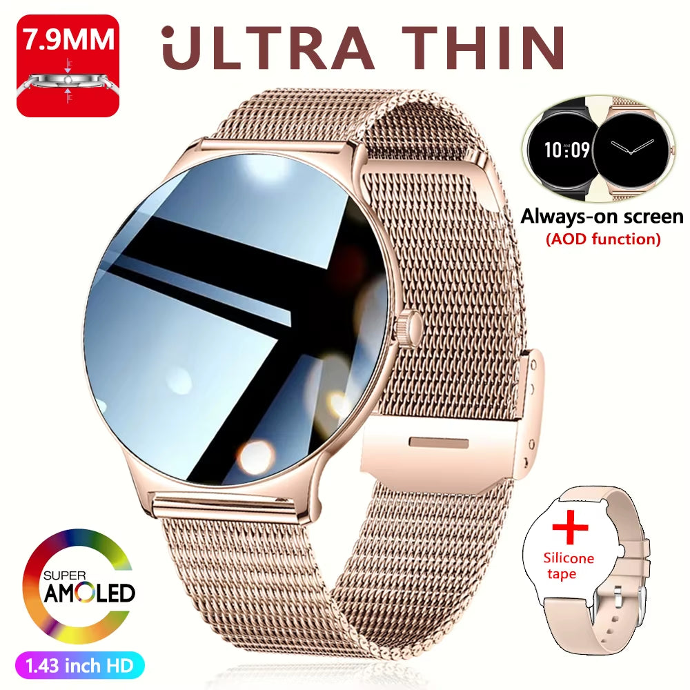 For Huawei New Ultra Slim AMOLED Smart Watch Women Screen Always Display Time Heart Rate BT Calling High-End Fashion Smartwatch