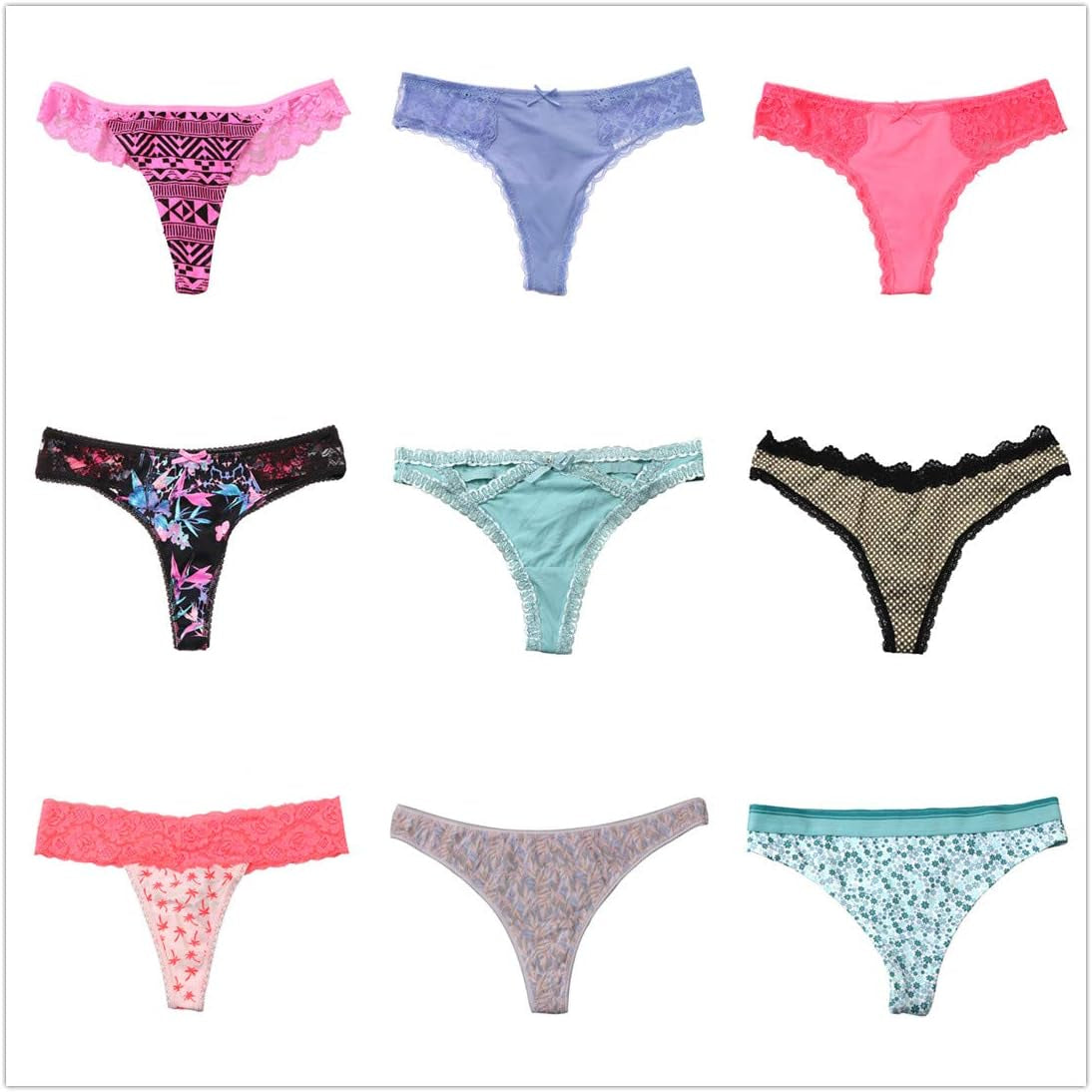 Sexy Thongs for Women,Varity of T-Backs Sexy Underwear 20 Pack of G Strings Lacy Undies Panties Tanga