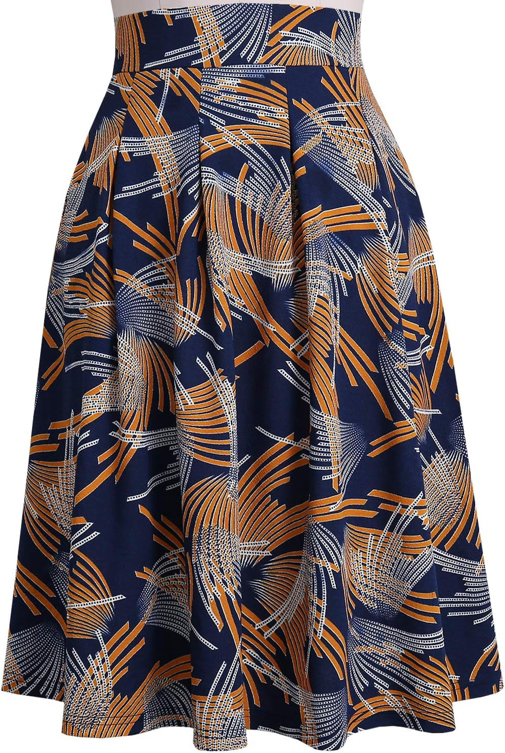 Women'S Vintage Floral Flared A-Line Swing Casual Party Dresses with Pockets