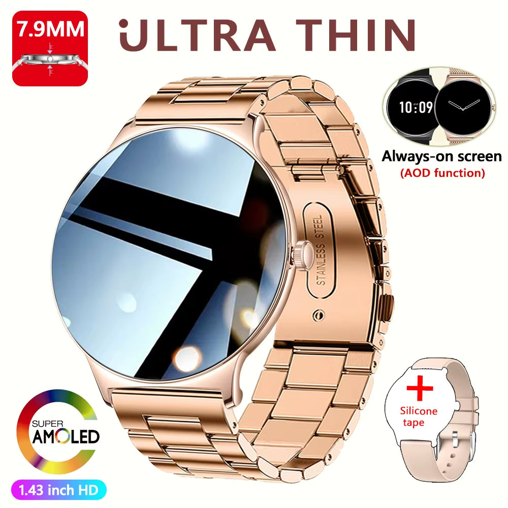 For Huawei New Ultra Slim AMOLED Smart Watch Women Screen Always Display Time Heart Rate BT Calling High-End Fashion Smartwatch