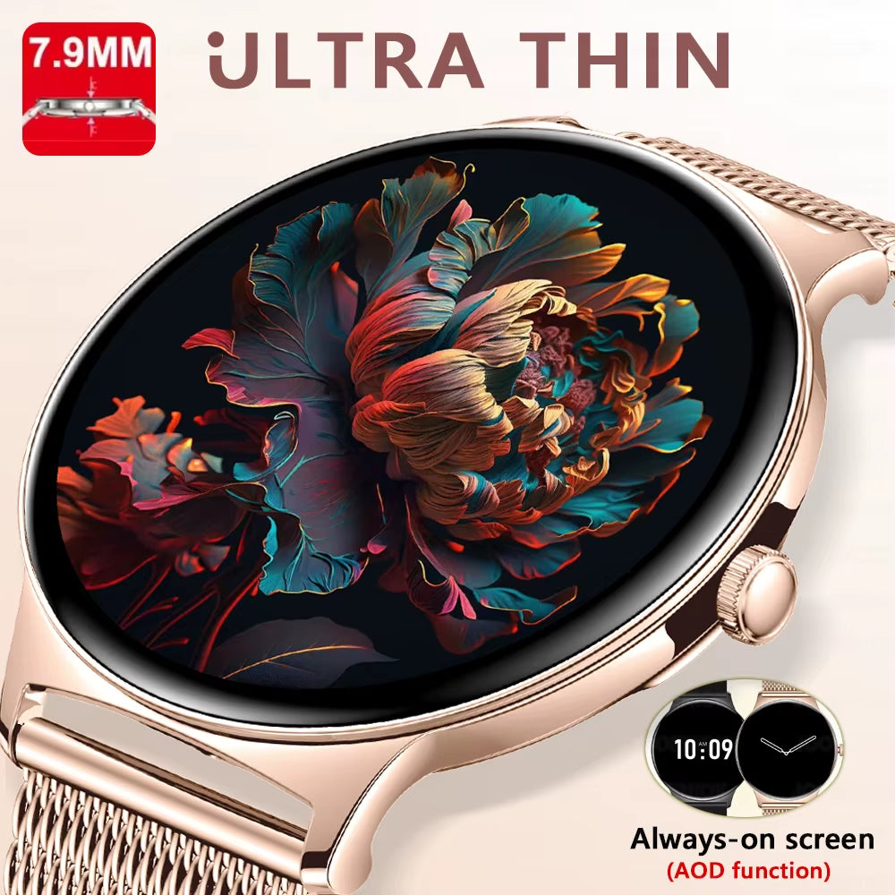 For Huawei New Ultra Slim AMOLED Smart Watch Women Screen Always Display Time Heart Rate BT Calling High-End Fashion Smartwatch