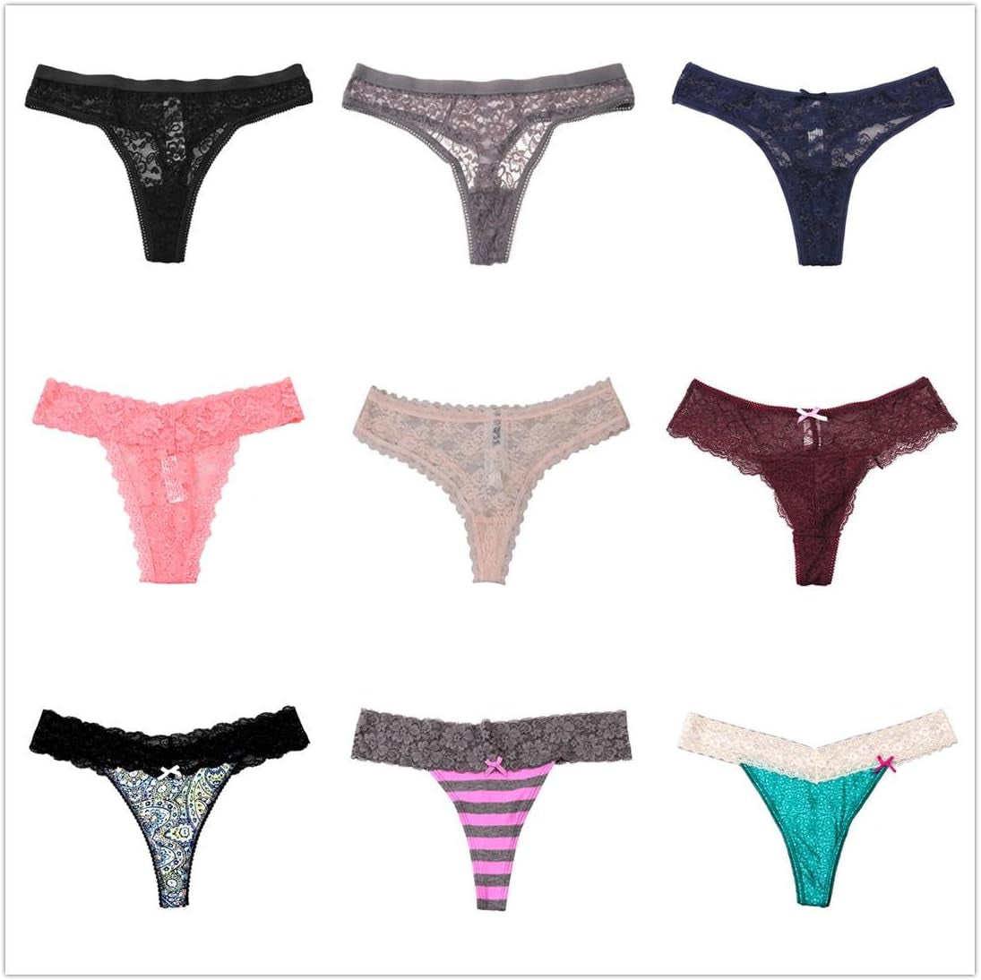 Sexy Thongs for Women,Varity of T-Backs Sexy Underwear 20 Pack of G Strings Lacy Undies Panties Tanga