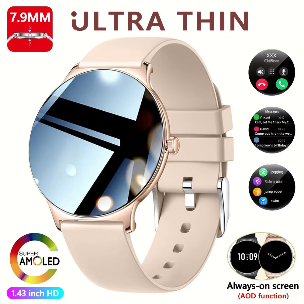 For Huawei New Ultra Slim AMOLED Smart Watch Women Screen Always Display Time Heart Rate BT Calling High-End Fashion Smartwatch