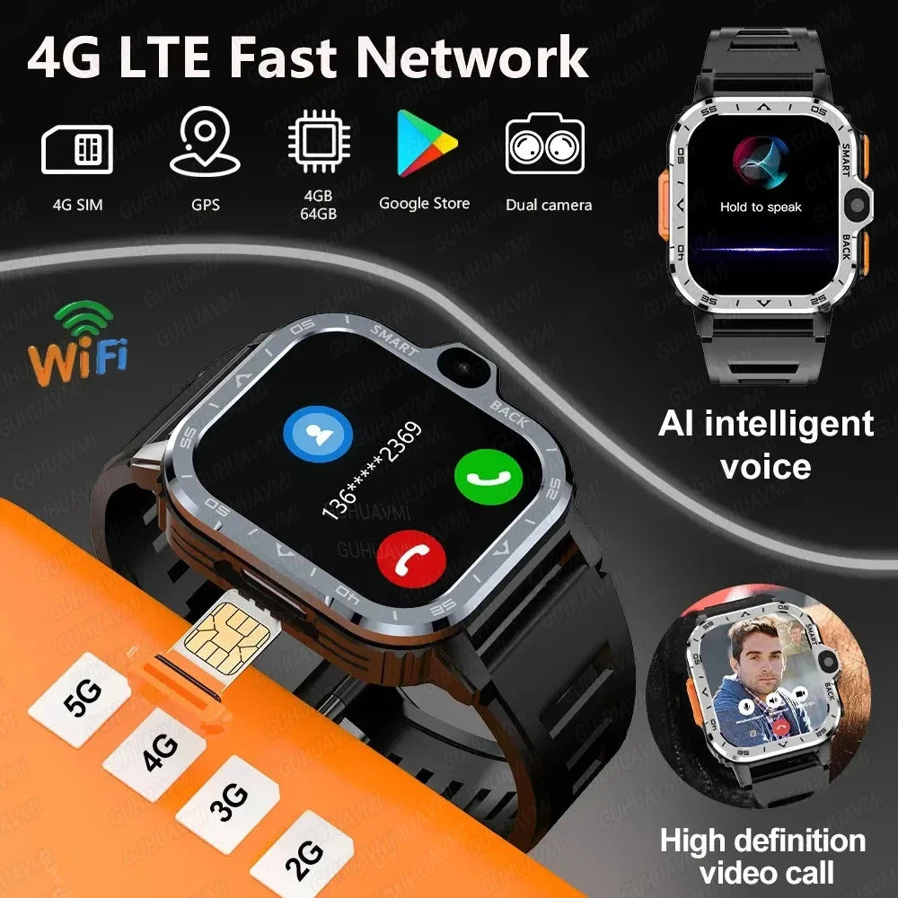 2025 New Wifi 5G SIM Card Smart Watch GPS Navigation HD Dual Camera 64/16GB Memory Wifi Waterproof Telephone Smartwatch Android