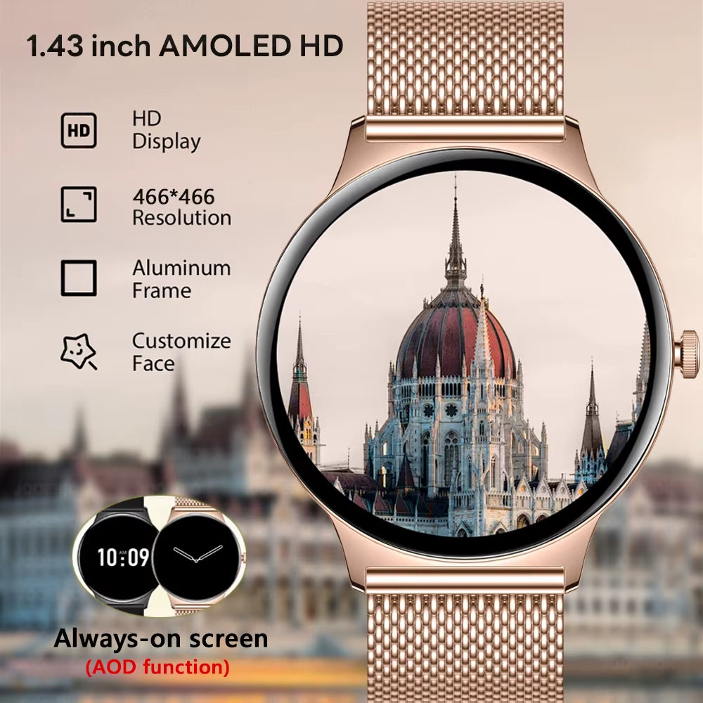 For Huawei New Ultra Slim AMOLED Smart Watch Women Screen Always Display Time Heart Rate BT Calling High-End Fashion Smartwatch
