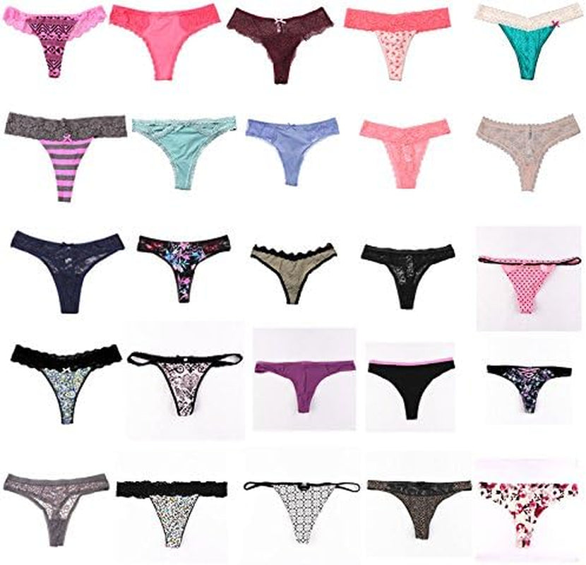 Sexy Thongs for Women,Varity of T-Backs Sexy Underwear 20 Pack of G Strings Lacy Undies Panties Tanga